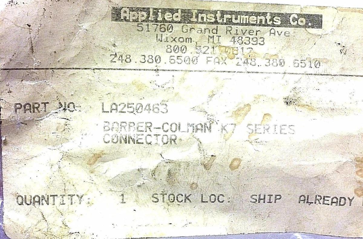 Used LOT OF 2 BARBER-COLMAN LA250463 K7 SERIES CONNECTOR NEW