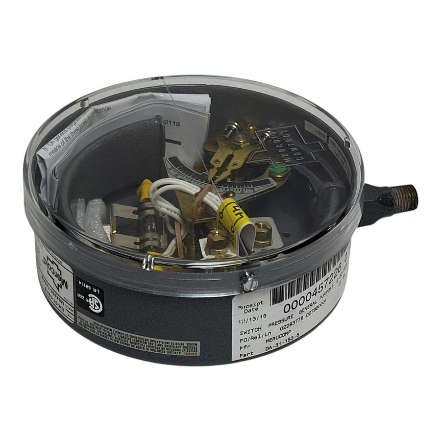 Used Mercoid DA-31-153-5 Bourdon Tube Pressure Switch 0-60 PSIG New Surplus
