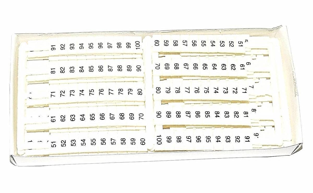 Used NIB AUTOMATION DIRECT DINENECTORS DN-L100 PRINTED MARKING TAGS X500 (51-100) 6MM