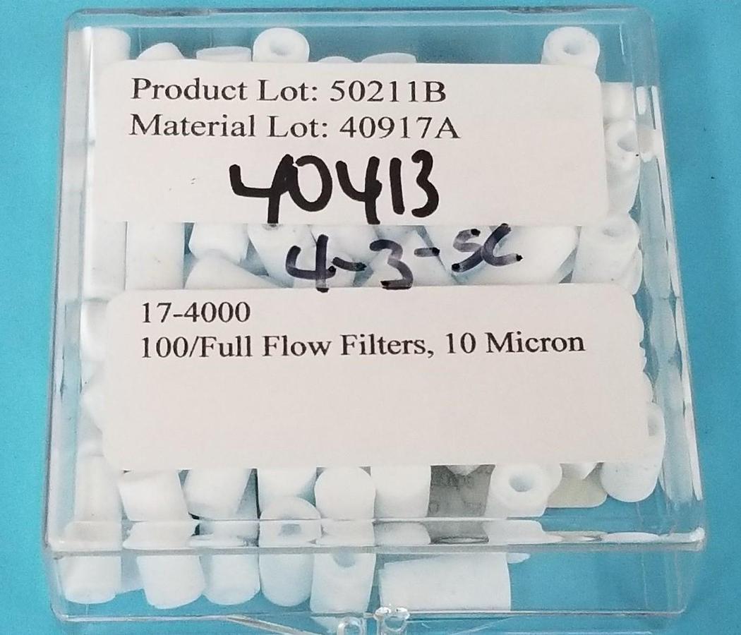 Used LOT OF 100 AGILENT 17-4000 100/FULL FLOW FILTERS, 10 MICRON