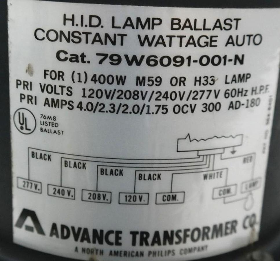 Used NEW PHILLIPS ADVANCE 79W6091-001-N OUTDOOR WEATHERPROOF HID LAMP BALLAST 400W