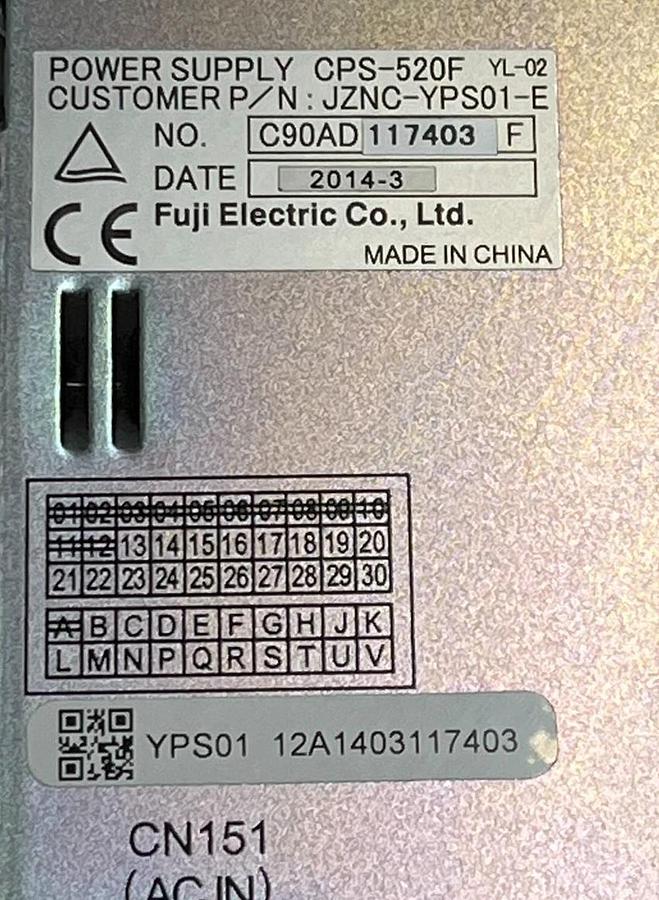 Used FUJI ELECTRIC CPS-520F Power Supply YASKAWA JZNC-YPS01-E Robot NX100 DX100