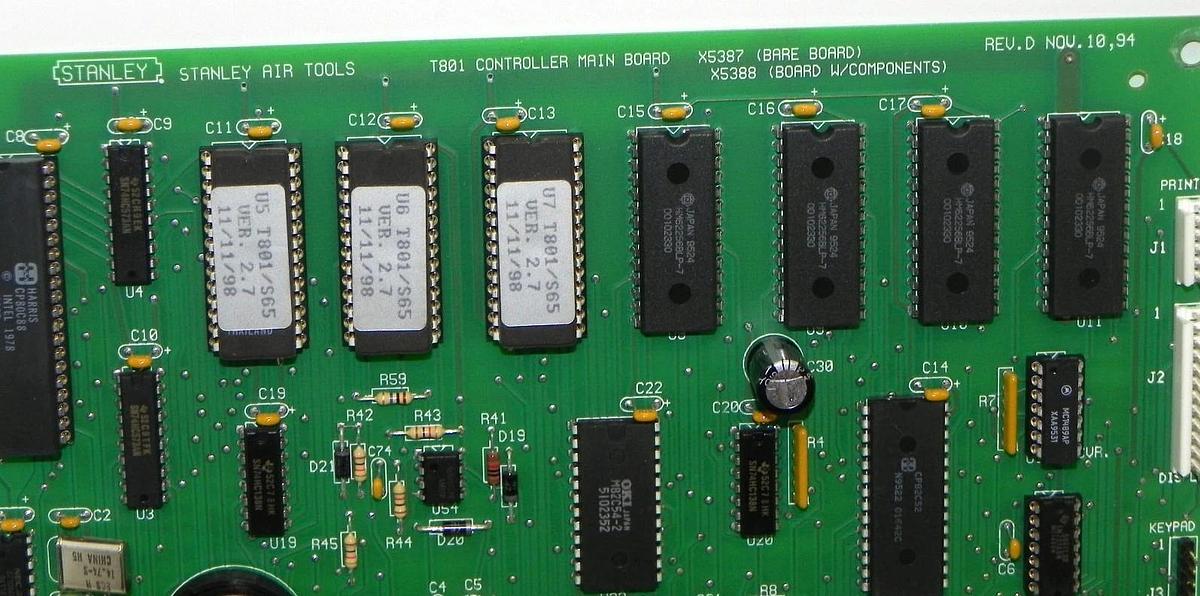 Used STANLEY AIR TOOLS T801 CONTROLLER MAIN BOARD REV. D X5387 (BARE BOARD) X5388