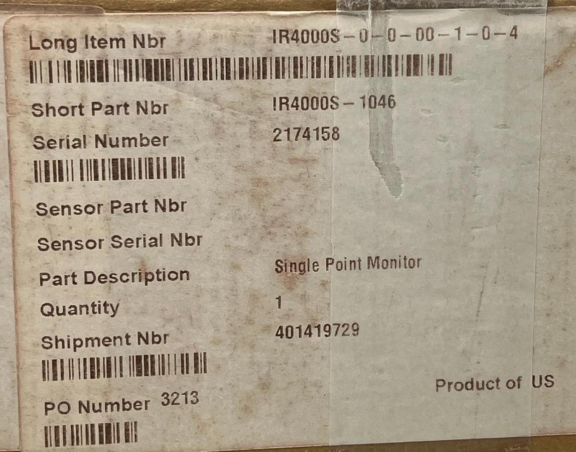 General Monitors IR4000S Single-Point Gas Monitor 32563-9 0-100% LEL Modbus HART