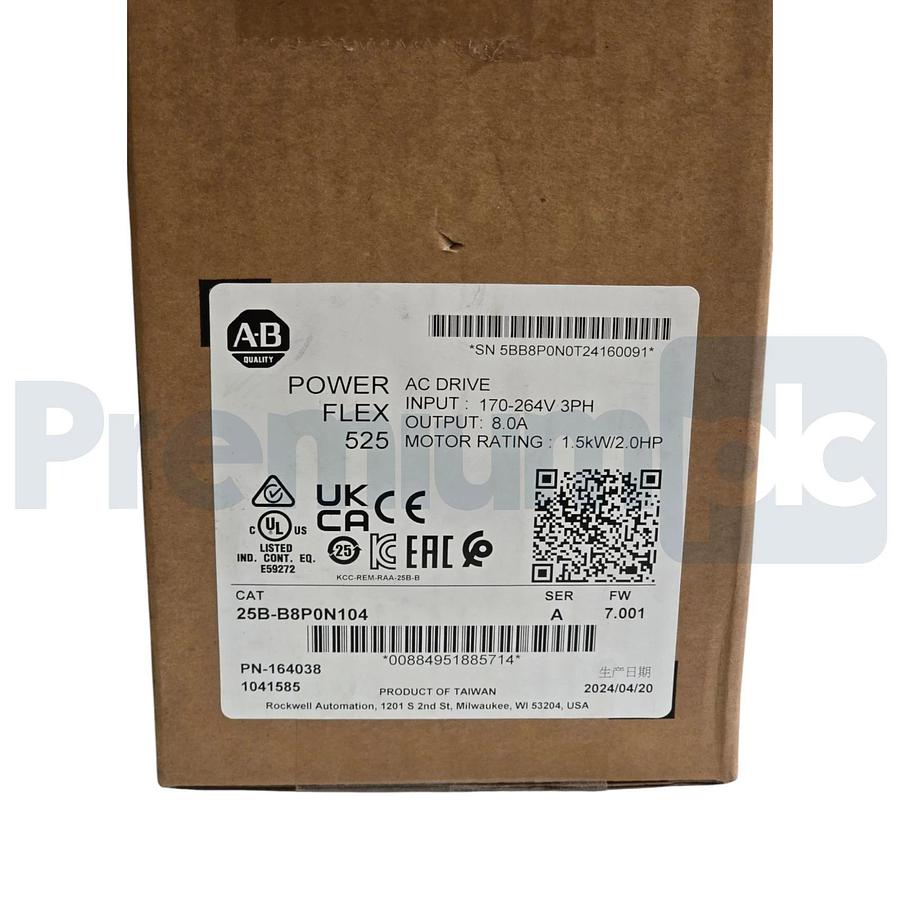 Sealed Surplus Allen Bradley 25B-B8P0N104 /A PowerFlex 525 AC Drive 3P 230V 2HP 884951885714