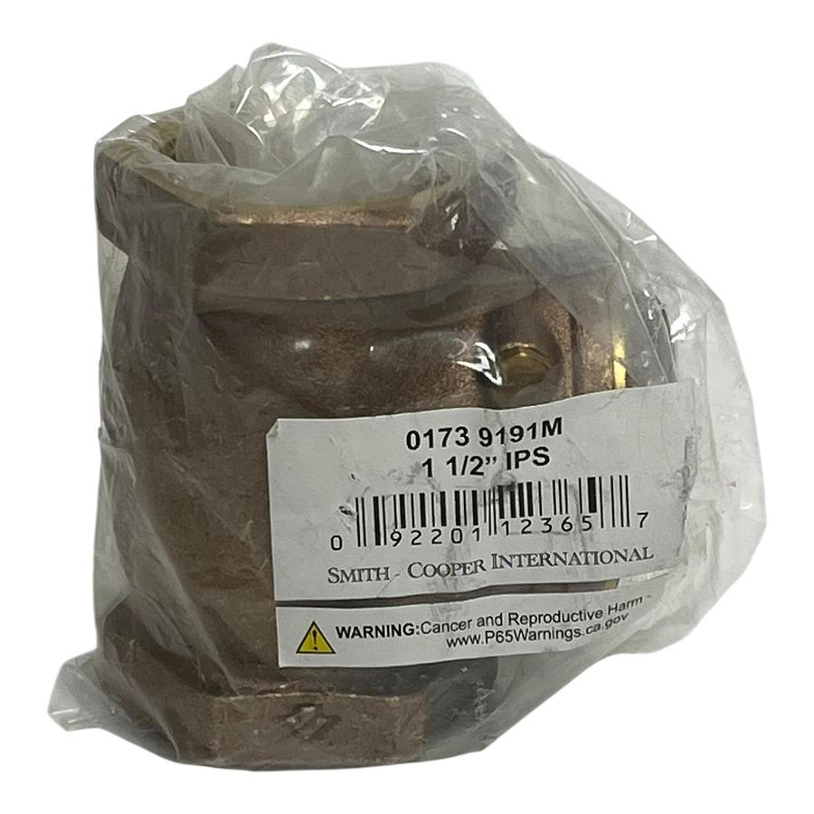 Used Smith-Cooper 0173 9191M Forged Brass Horizontal Swing Check Valve 1-1/2" NPT