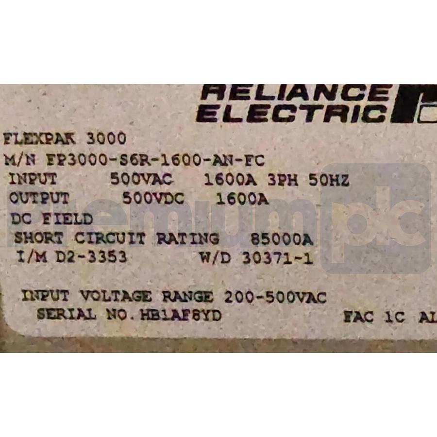 Used RELIANCE ALLEN BRADLEY FP3000-S6R-1600-60-AN-FC | FP3000 FlexPak 3000 DC DRIVE