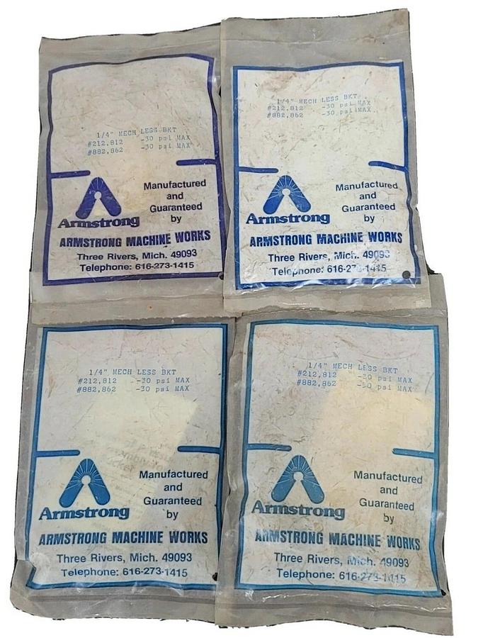 Used (4) NEW ARMSTRONG 1/4'' MECH LESS BRACKET #212,812-30 PSI MAX #882,862-30 PSI