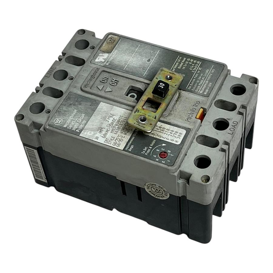 Used Westinghouse HMCP030H1C Motor Circuit Protector Series C 30A 3P 600V Breaker