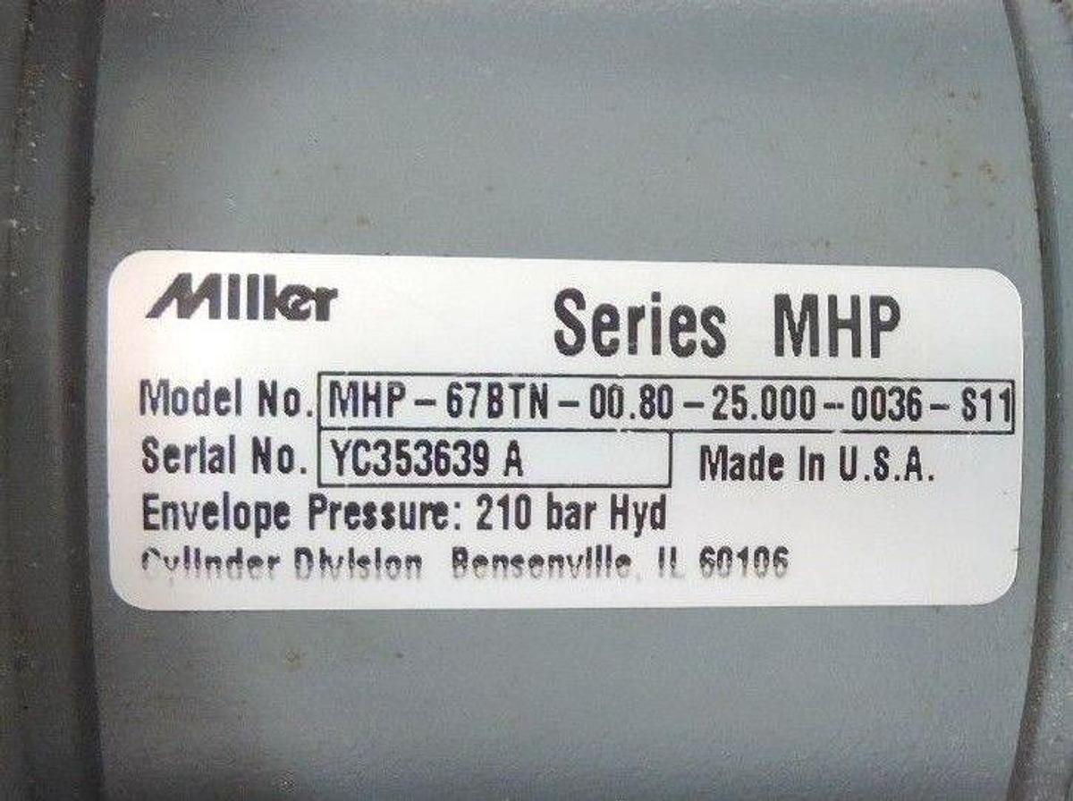 Used MILLER MHP-67BTN-00.80-25.000-0036-S11 CYLINDER W/ TEMPSONICS L SERIES SENSOR