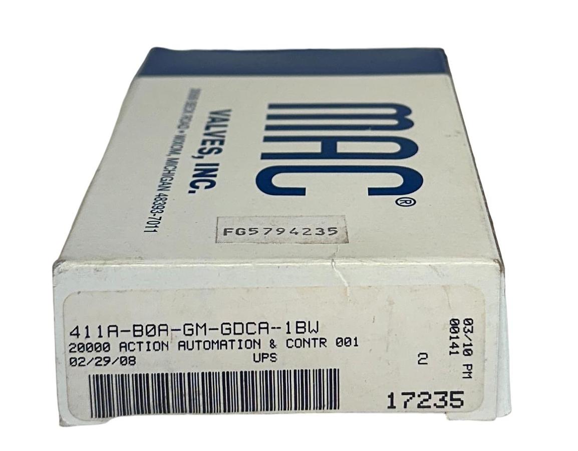 Used MAC 411A-B0A-GM-GDCA-1BW / 411AB0AGMGDCA1BW SOLENOID VALVE 24VDC 1.8W COIL NSMP