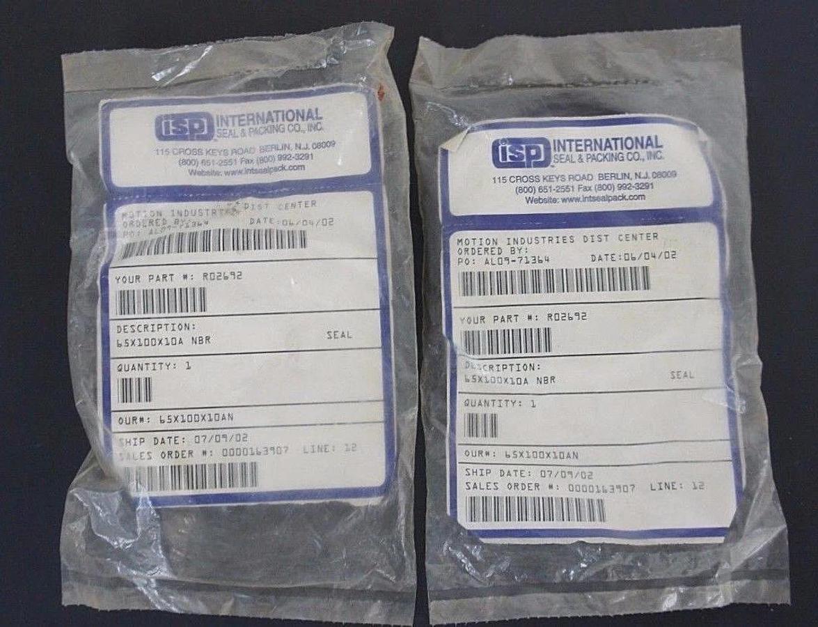 Used LOT OF 2 NEW ISP INTERNATIONAL 65X100X10 OIL SEAL 65X100X10A NBR