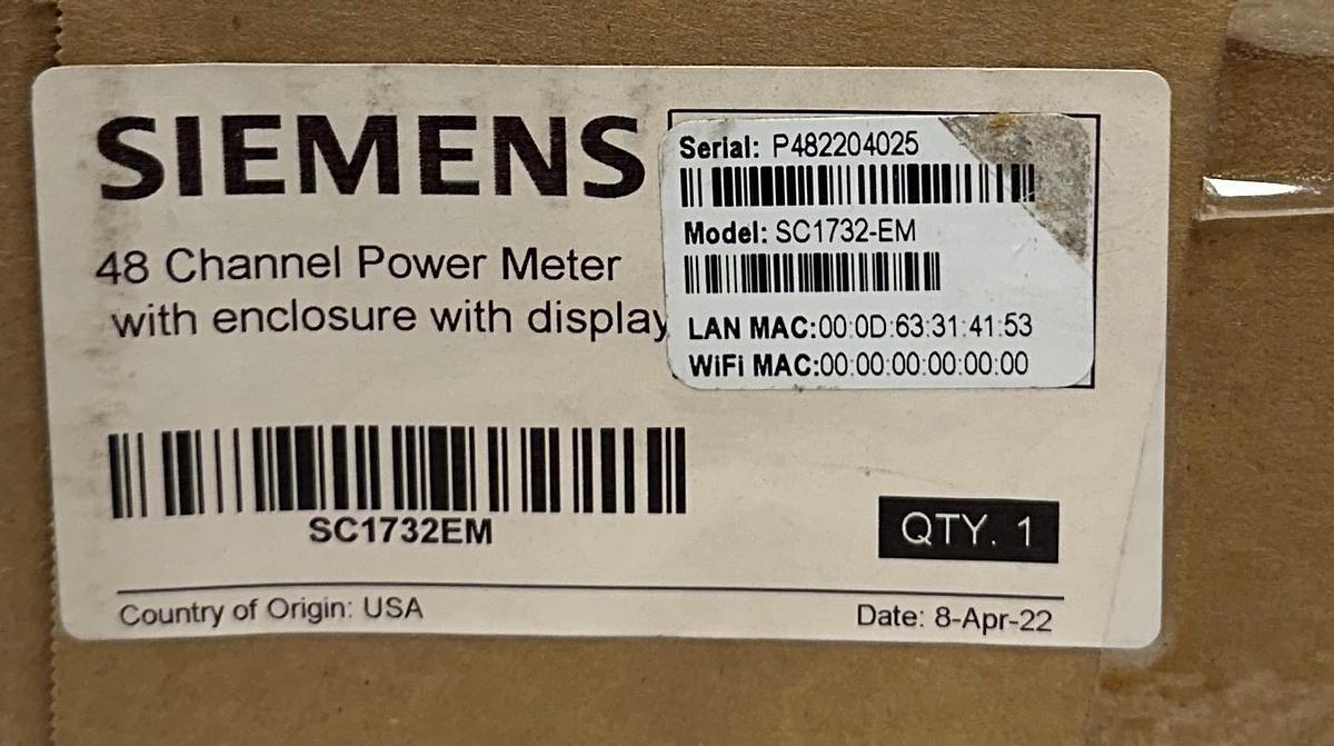Used SIEMENS SC1732-EM / MD-48HD NETWORKED METERING SYSTEM 48-CHNL POWER METER NSMP