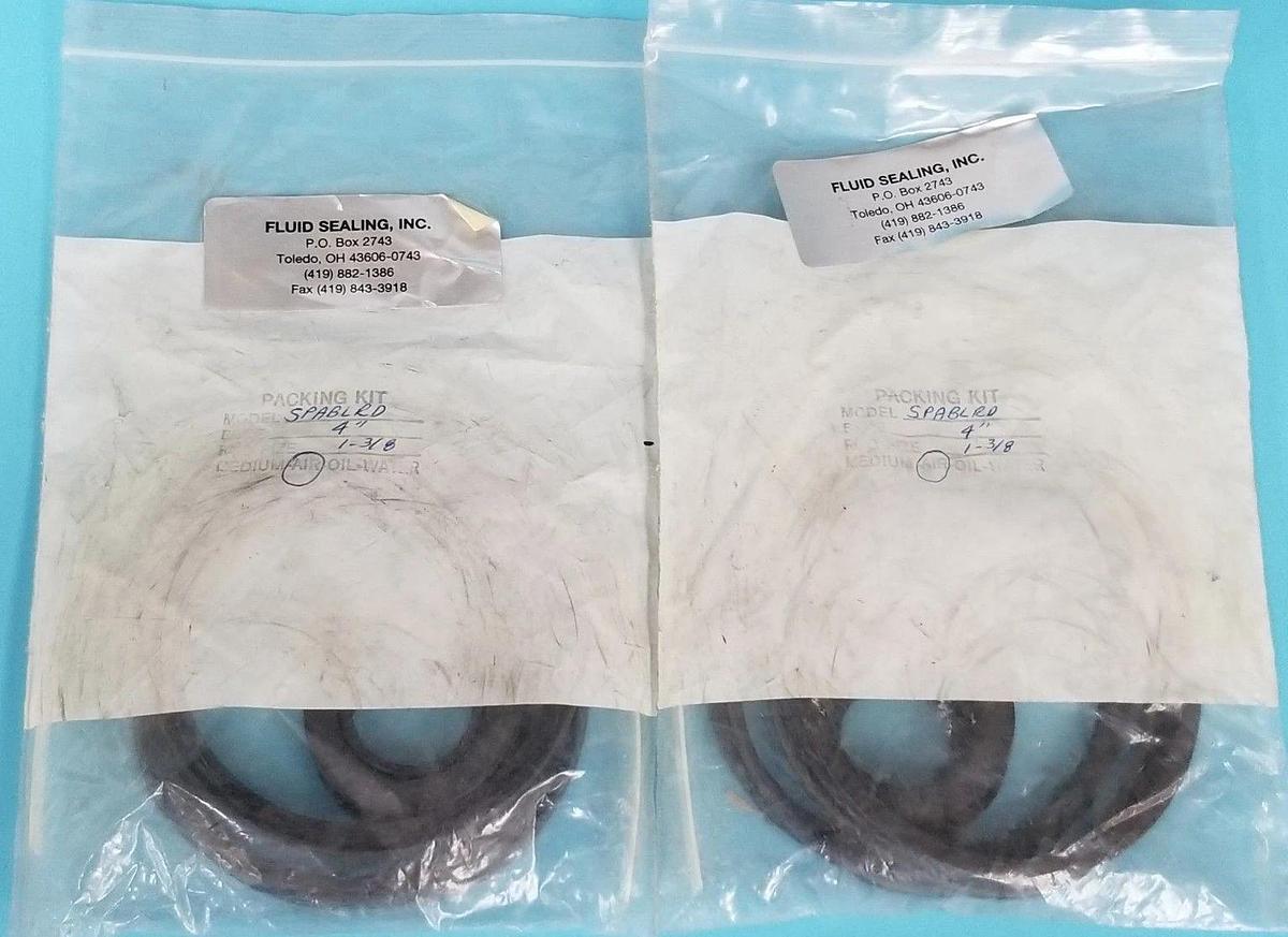 (2) NEW FLUID SEALING INC SPABLRD AIR SEAL PACKING KITS 1-3/8" ROD SIZE 4'' BORE