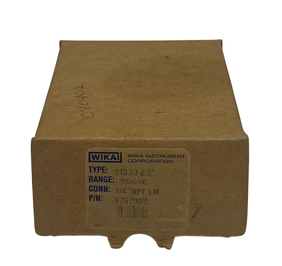 Used WIKA 9767002 LIQUID FILLED PRESSURE GAUGE 213.53 2.5'' 30INHG VAC 1/4'' NPT NSMP