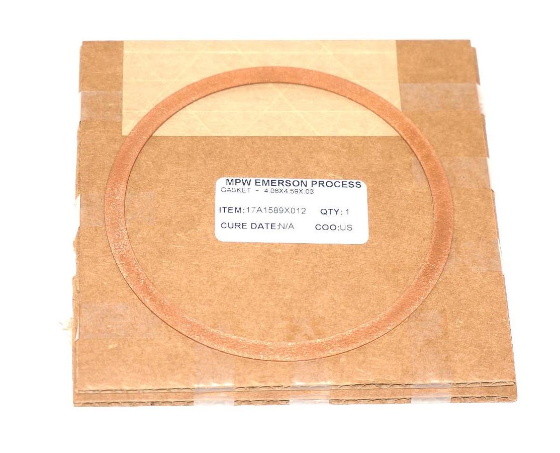 Used NEW MPW EMERSON PROCESS 17A1589X012 GASKET- 4.06X4.59X.03 COPPER