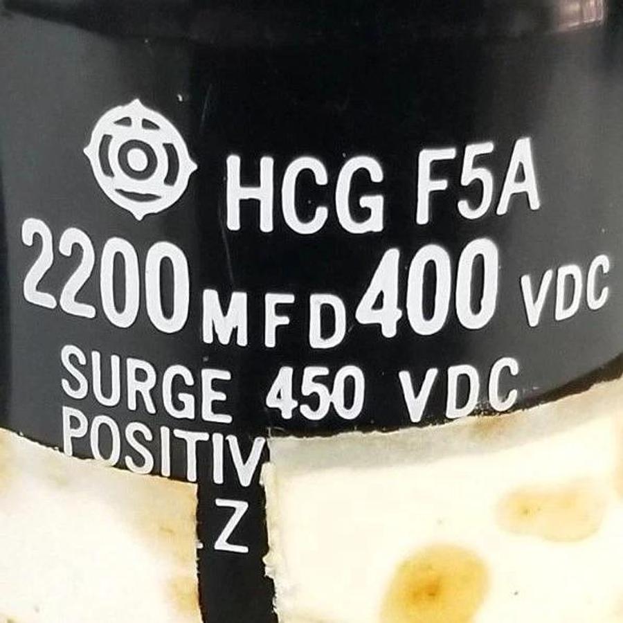 Used LOT OF 2 GENERAL ELECTRIC HCG-F5A 2200 MFD 400 VDC CAPACITOR UNITS HCGF5A