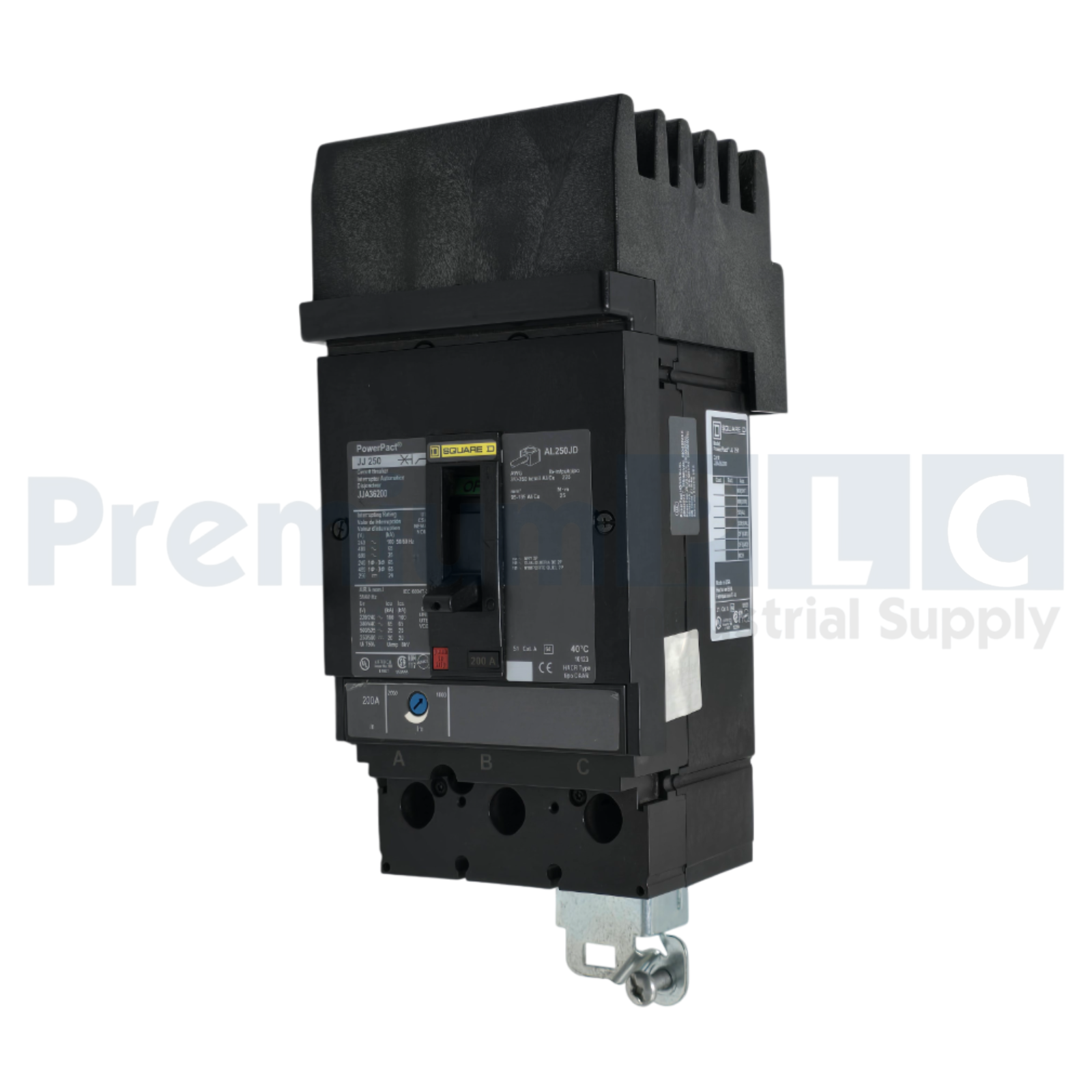 Used SQUARE D JJA36200 PowerPact JJ 250 CIRCUIT BREAKER 200A, 3-POLE, 600VAC NSNP