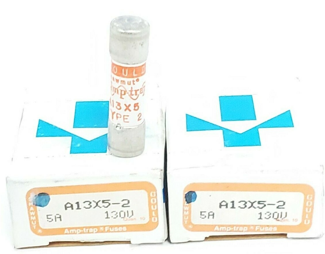 Used LOT OF 20 NEW GOULD SHAWMUT A13X5-2 FUSES 5A, 130V