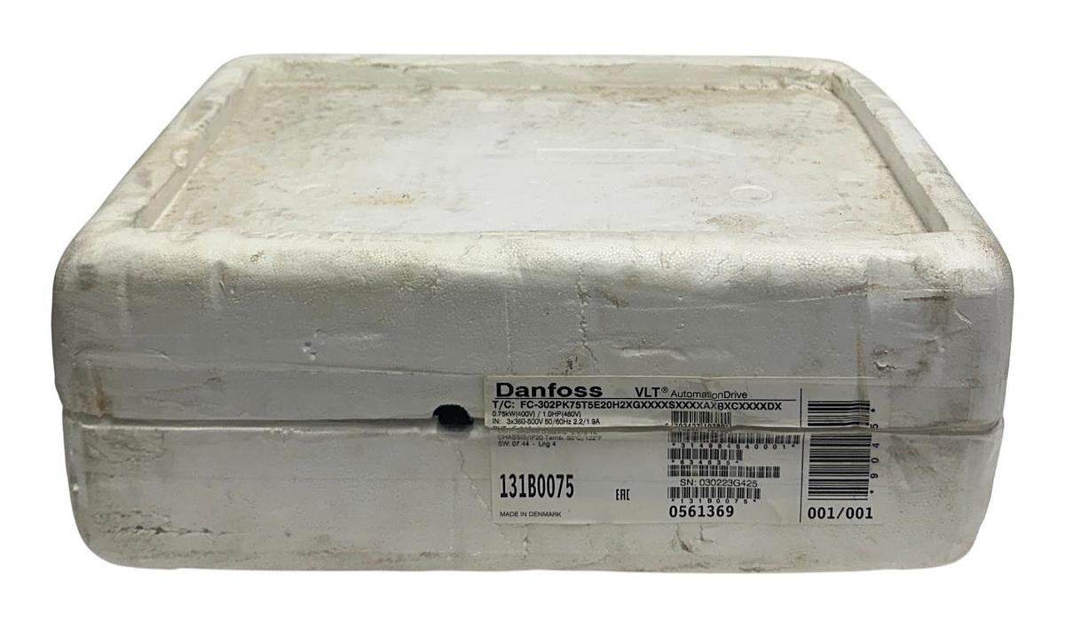 Used DANFOSS FC-302PK75T5E20H2XGXXXXSXXXXAXBXCXXXXDX / 131B0075 VLT DRIVE 1HP NSMP