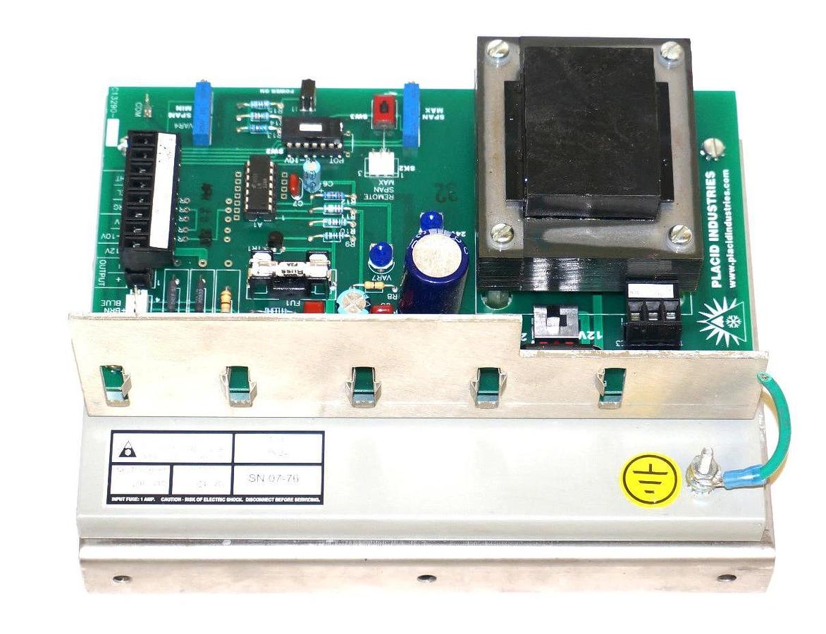 Used PLACID INDUSTRIES PS-24 POWER SUPPLY MODULE 50/60HZ, 100VAC, 24VDC, PS24