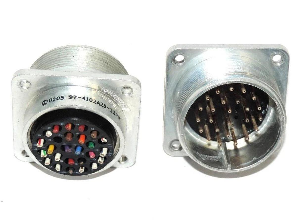 Used LOT OF 2 AMPHENOL 97-4102A28-12PW 26 POINT ALUMINUM FEMALE CONNECTORS