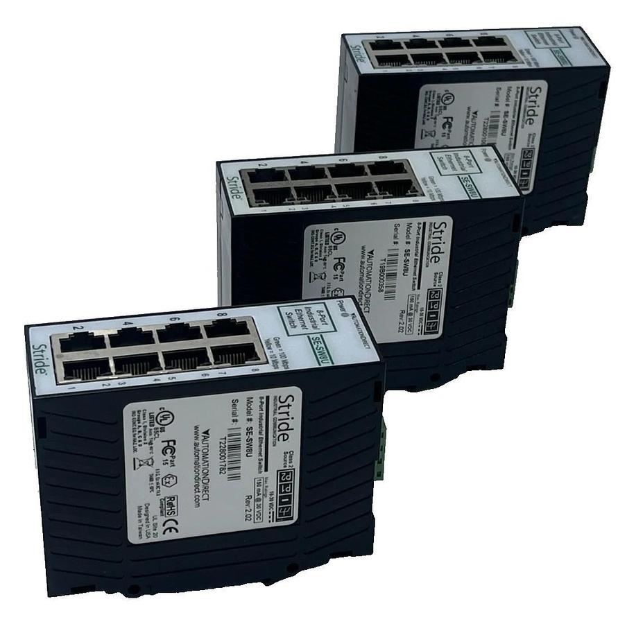 Used LOT OF 3 Automation Direct Stride SE-SW8U 8-Port Industrial Ethernet Switch
