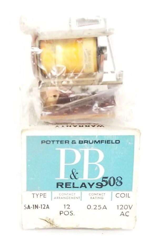 NIB POTTER & BRUMFIELD SA-1N-12A RELAY 12 POS. 0.25A, 120V AC, SA1N12A
