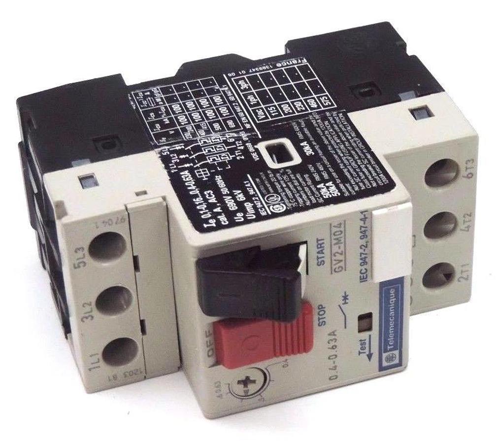 Used TELEMECANIQUE GV2-M04 MOTOR OVERLOAD RELAY GV2M04, 0.4-0.63A