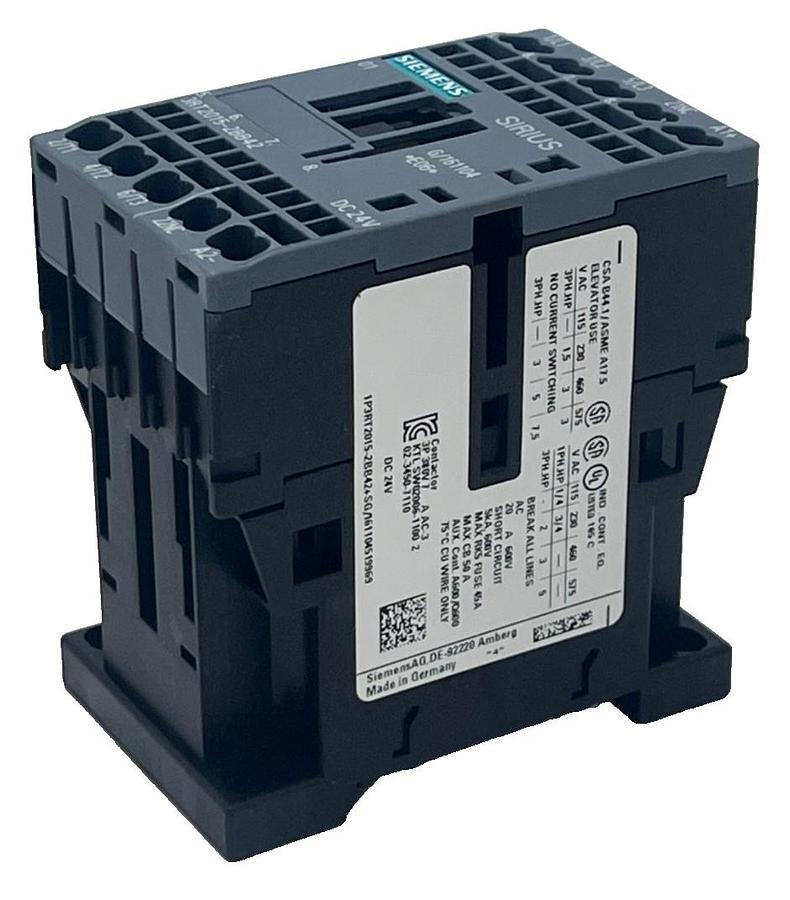 Used 2 SIEMENS Sirius 3RT2015-2BB42 Contactor 7A 24VDC 3-Pole Size S00 DIN Rail Mount