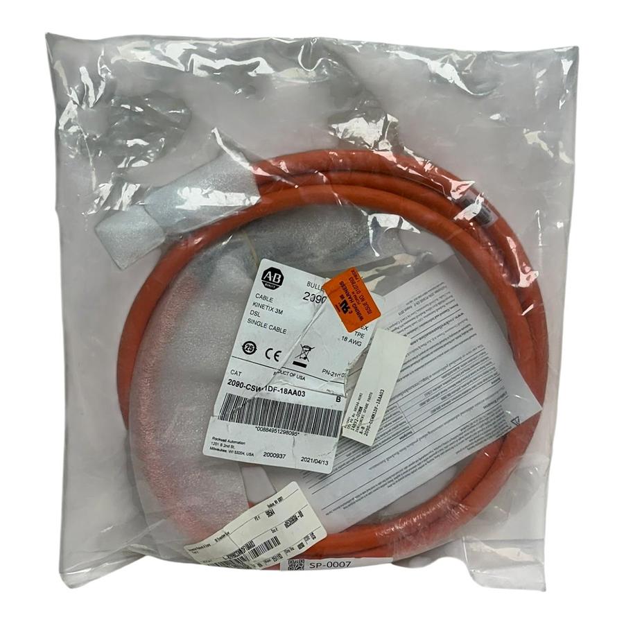 Used New Sealed Allen-Bradley 2090-CSWM1DF-18AA03 Kinetix Motor Cable 3m Ser B
