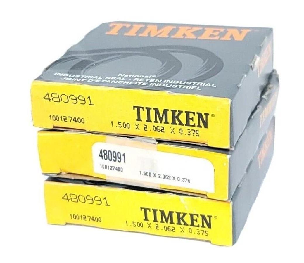 Used LOT OF 3 NIB TIMKEN 480991 OIL SEALS 1.5IN ID 2.062IN OD 0.375IN WIDTH