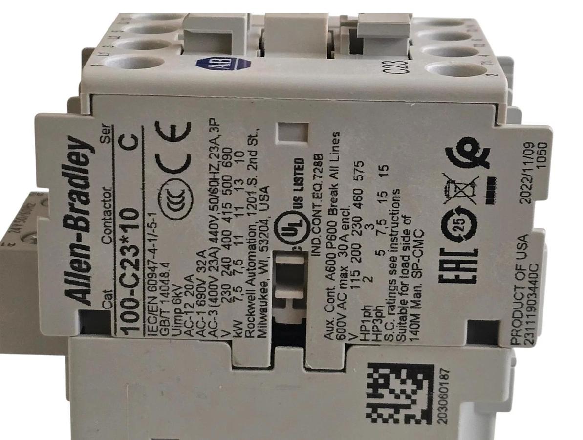 Allen-Bradley 100-C23KJ10 /C 100-C IEC Contactor 3-P 23A, 1 N.O. Coil 24VAC NSMP