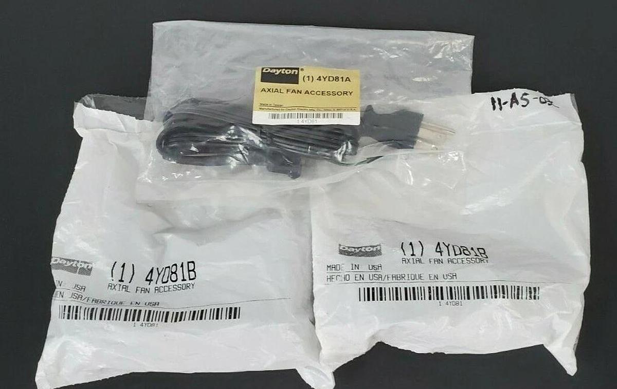 Used LOT OF 3 NEW DAYTON 4YD81B AXIAL FAN ACCESSORY CABLES 72'' 115VAC