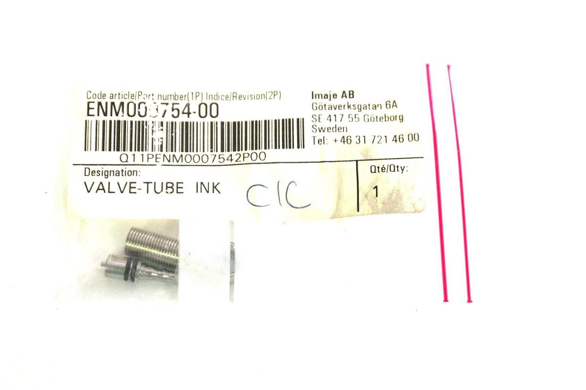 Used NIB MARKEM IMAJE ENM000754-00 VALVE-TUBE INK ENM000754