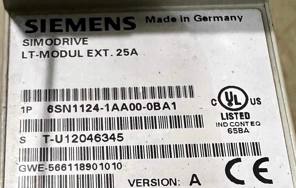 Used SIEMENS 6SN1124-1AA00-0BA1 / 6SN11241AA000BA1 SIMODRIVE POWER LT-MODULE EXT 25A