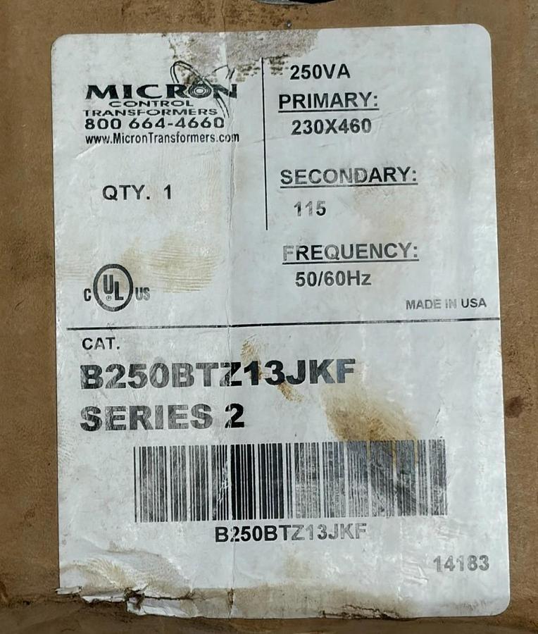 Micron B250BTZ13JKF Impervitran 250VA Control Transformer 230x460V