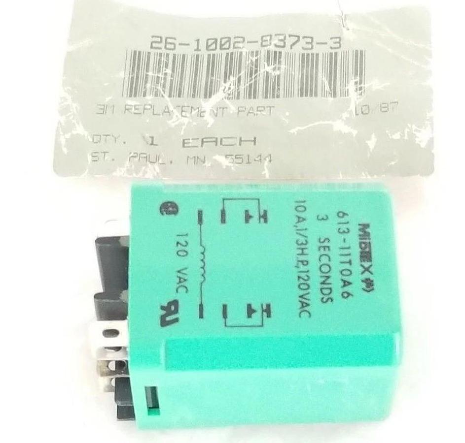 Used NEW MIDTEX 613-11TOA6 RELAY 3SEC, 10A, 1/3HP, 120VAC, 26-1002-8373-3, 61311T0A6
