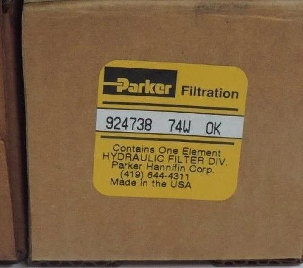 Used LOT OF 2 NIB PARKER 924738 74W OK FILTER ELEMENTS 92473874WOK