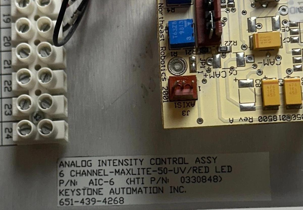 Used KEYSTONE AUTOMATION HTI AIC-6 / 0330848 ANALOG INTENSITY CONTROL ASSY 6-CH USNP