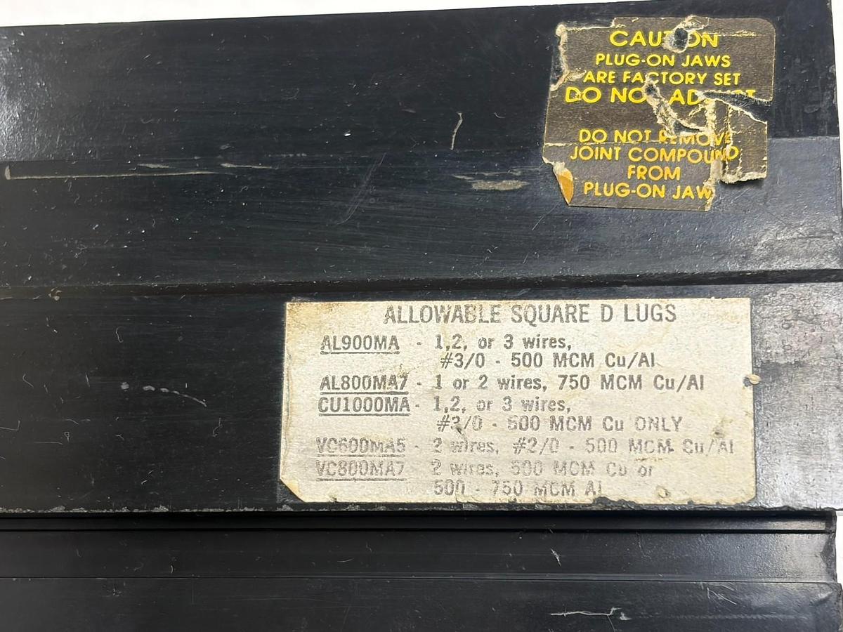 Used Square D MH36600 I-Line 600A Circuit Breaker 3 Pole 600V Type MH Series 1
