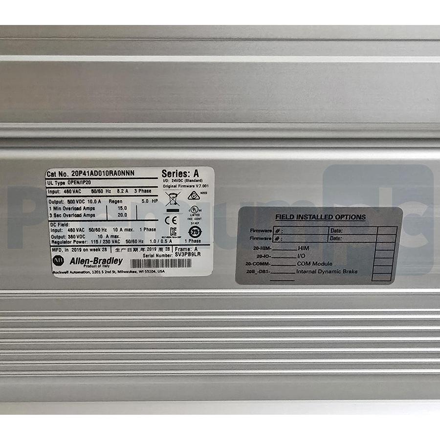 Used Allen-Bradley 20P41AD010RA0NNN /A PowerFlex DC Drive 5HP 460VAC 3PH w/HMI USPI
