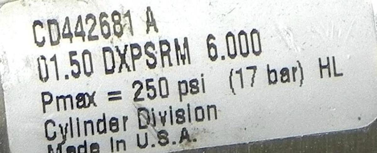 NEW PARKER CD442681 A CYLINDER 01.50 DXPSRM 6.000 PMAX=250 PSI (17 BAR)