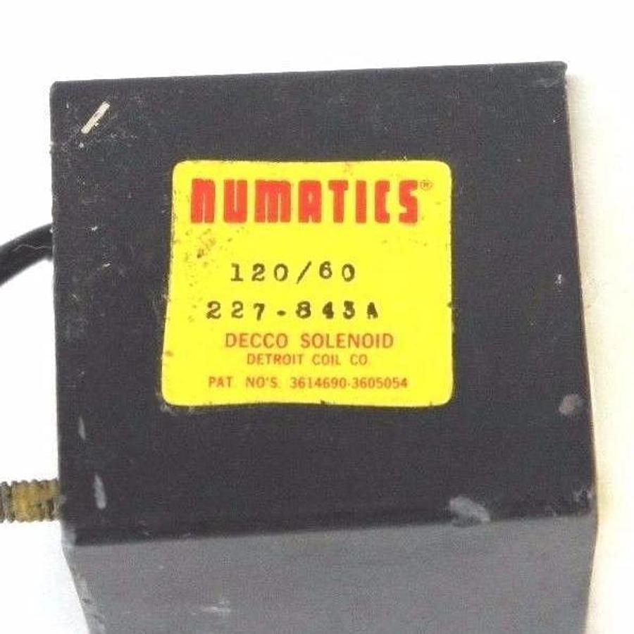 Used NUMATICS 227-843A SOLENOID COIL 227843A, 120/60