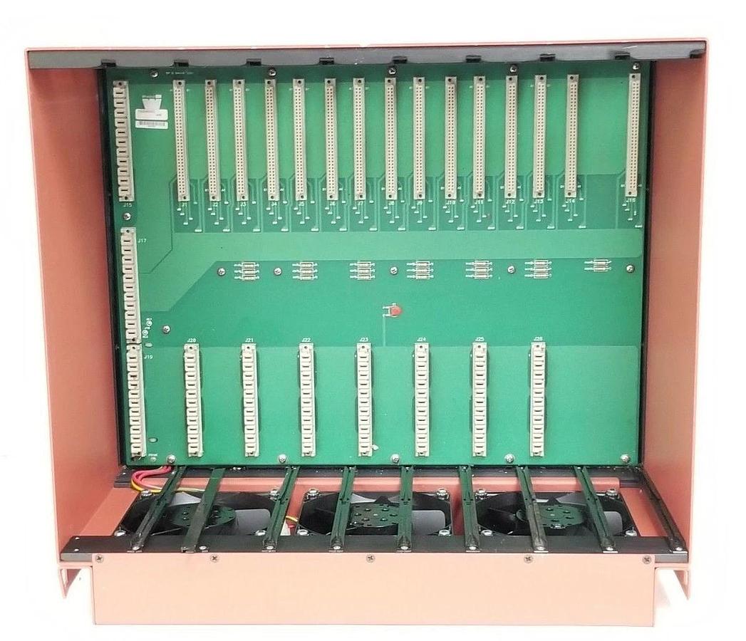 Used GE FANUC 78004653A SERVO SYSTEM RACK W/ WHEDCO 70004606D BACKPLANE BOARD