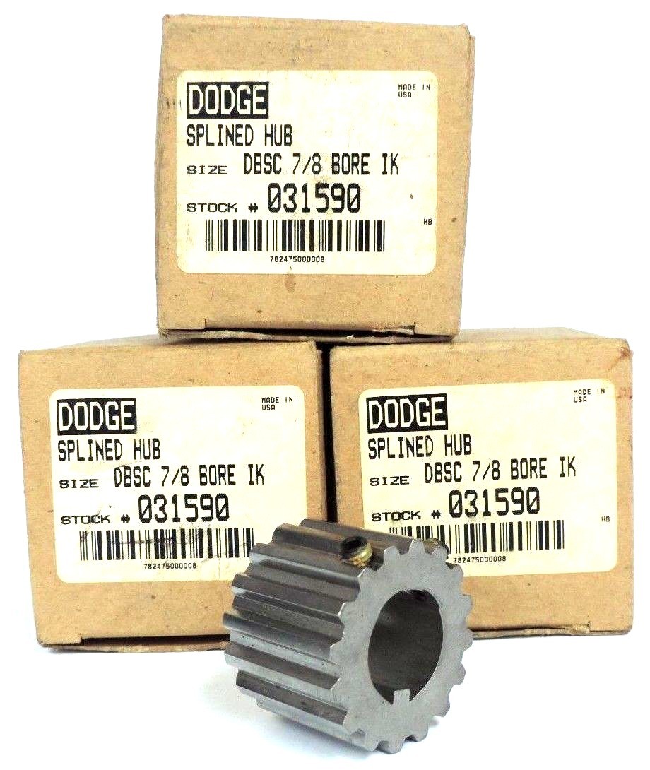 LOT OF 3 NIB DODGE 031590 SPLINED HUB DBSC 7/8'' BORE IK