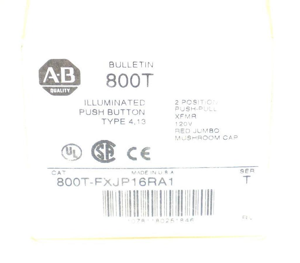 Used NIB ALLEN BRADLEY 800T-FXJP16RA1 PUSHBUTTON SER. T 120V, 50/60HZ 800TFXJP16RA1
