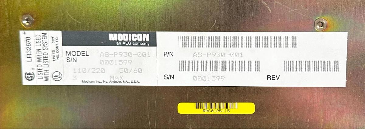 Used AEG MODICON AS-P930-001 / ASP930001 P930 POWER SUPPLY 110/220V 50/60Hz