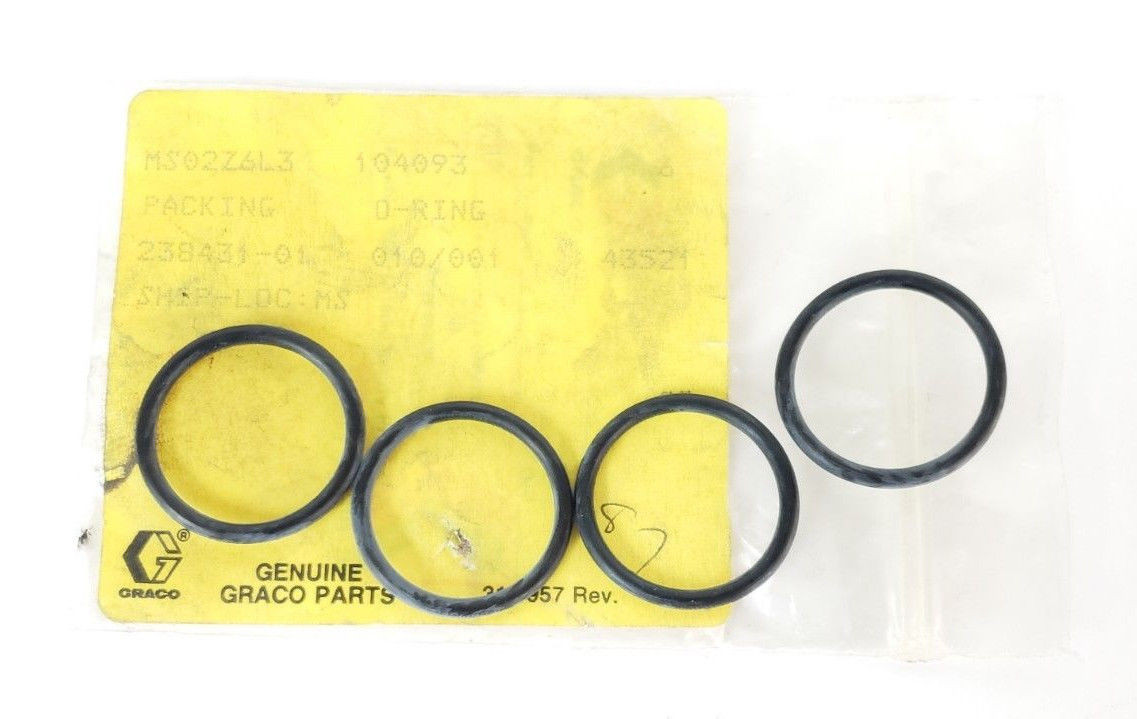 Used LOT OF 4 NEW GRACO 104093 O-RINGS 238431-01