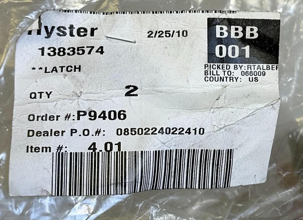 Used 2 NEW HYSTER 1383574 / HY1383574 OEM LATCHES FOR FORKLIFT